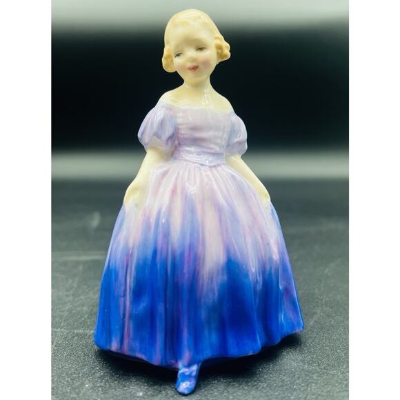 Vintage Royal Doulton Marie Bone China Figurine in Purple Blue, 5” tall - Picture 1 of 9